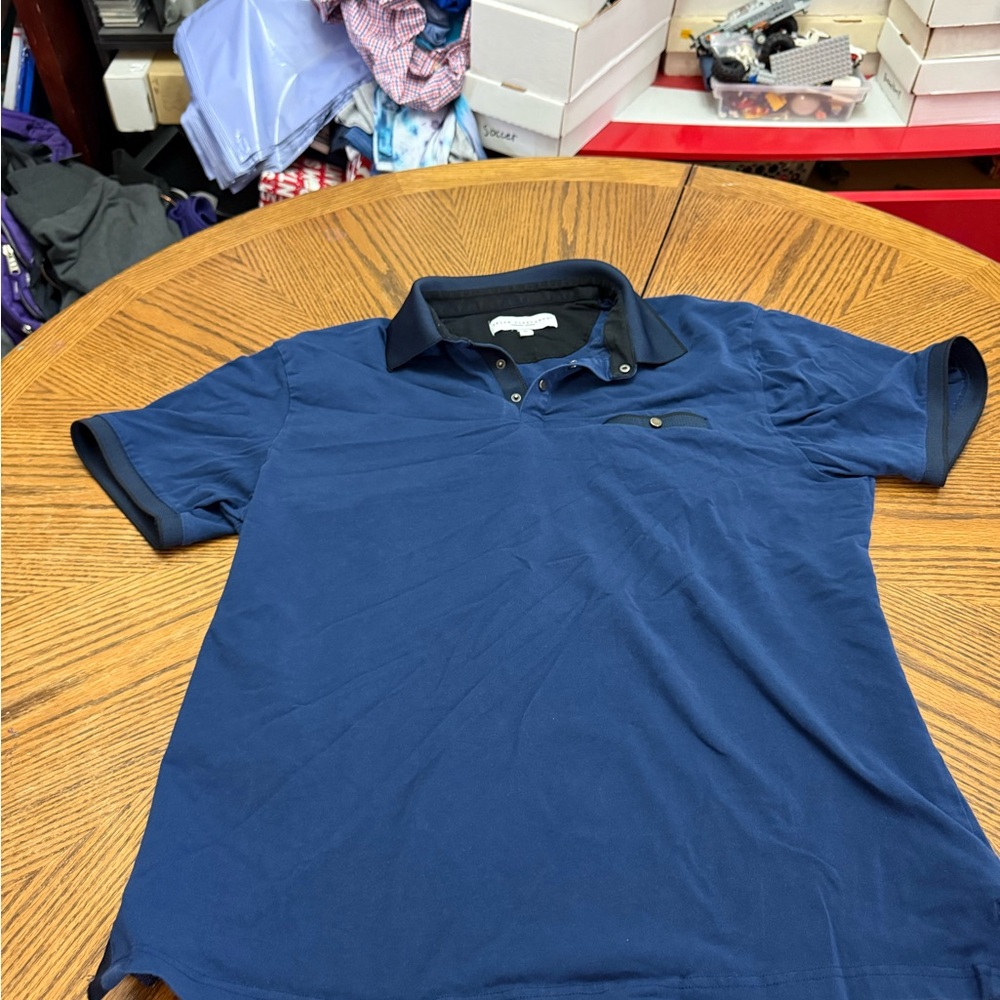 Truth Substance Men's Navy Polo with Black Contrast Collar and Trim